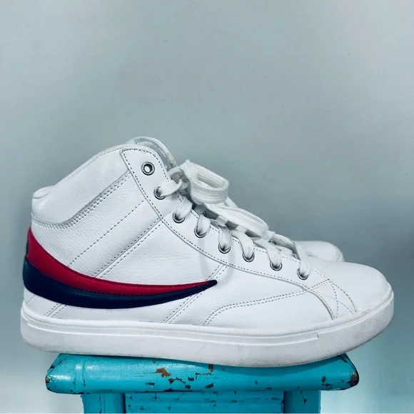 File Varallo White High Top Leather Sneakers Size 10 - Picture 7 of 10